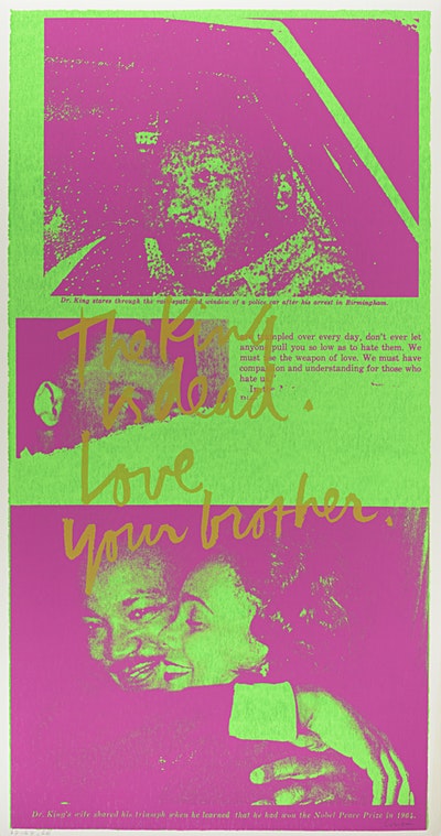 Martin Luther King, Jr in pink and green